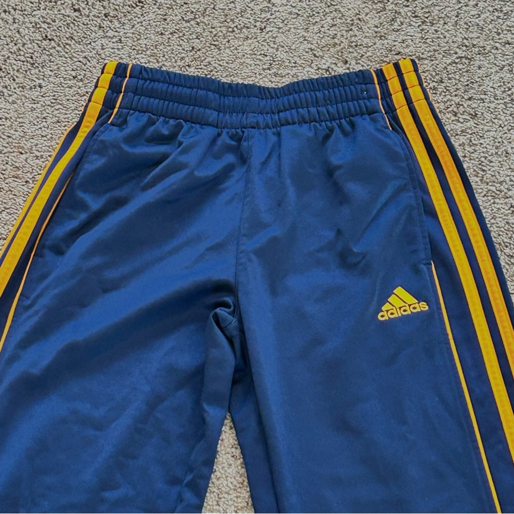Adidas 3 Stripe Blue & Orange Activewear Track Pants Straight Leg Youth M 10/12 - Picture 4 of 14